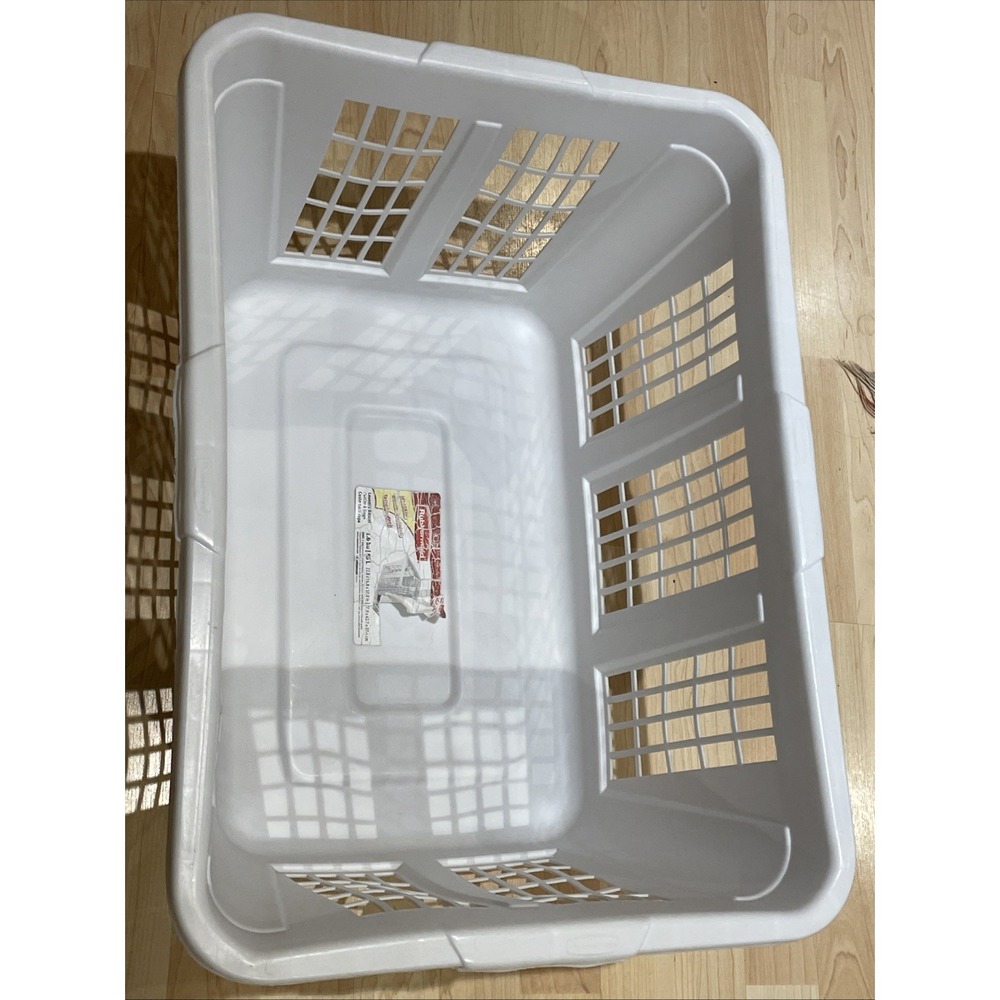 Rubbermaid 2965 90s Y2K Vintage Laundry Basket Rectangular Rectangle WHITE